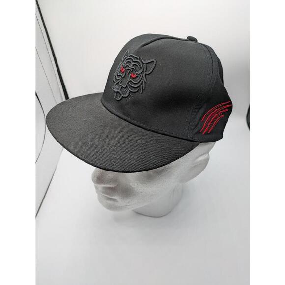 Black Tiger Embroidered Snapback Baseball Hat Flat Brim Cap OSFA Red - Picture 3 of 6
